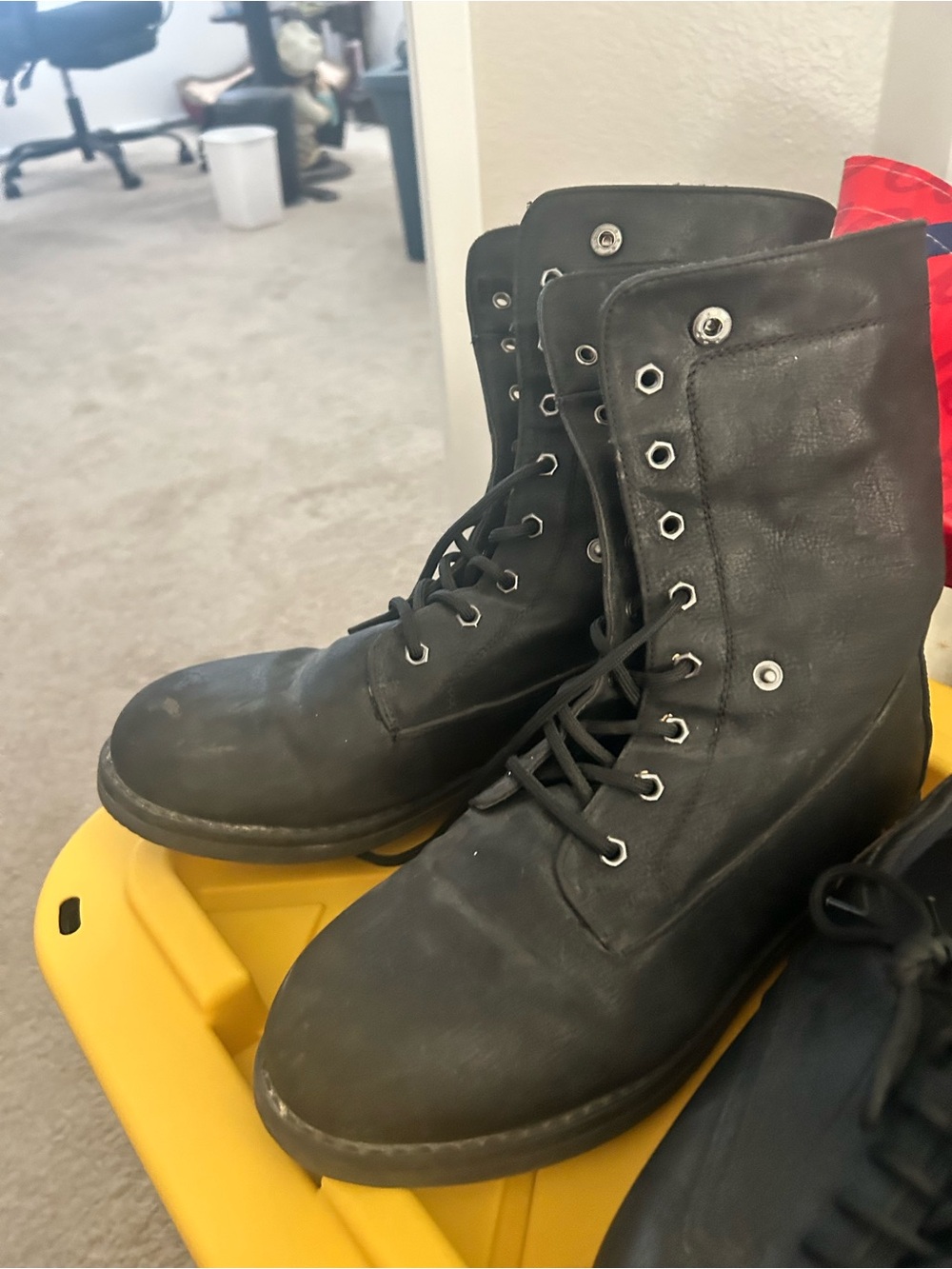 Black Leather combat Boots